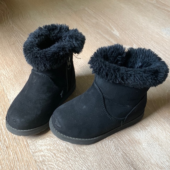 Black Fur Ankle Boots - Picture 1 of 4